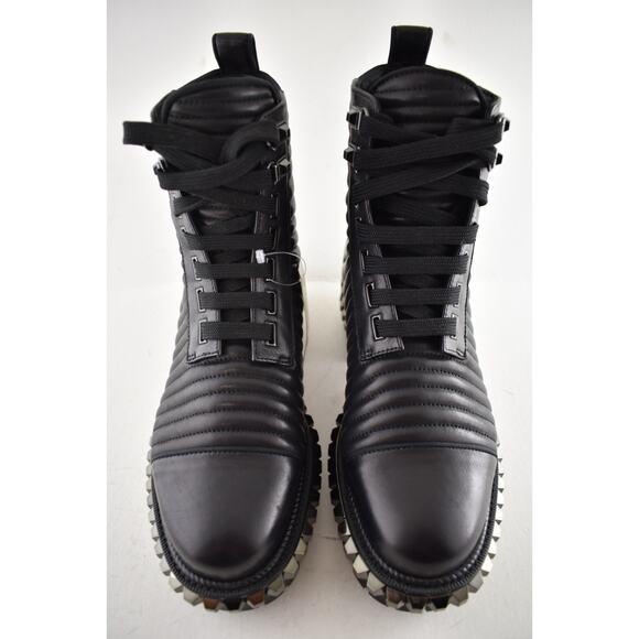 Christian Louboutin Yetota Flat Calf Leather Black Spike Combat Ankle Boot 36.5 - Picture 4 of 11